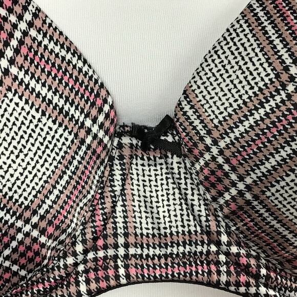 Victoria's Secret Dream Angels Lined Demi Push Up Tartan Plaid Gray Pink Bra 36D - Picture 8 of 9